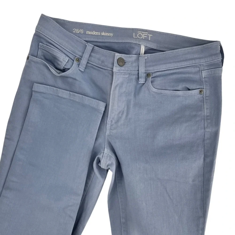 LOFT Modern Skinny Jeans Womens 28/6 Light Blue Stretch Mid Rise Denim Pants